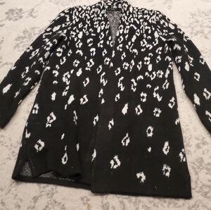 Black And White Long Cardigan